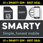 10 x NEW Smarty UK SIM Card - Unlimited Texts and Minutes with all Data Plans